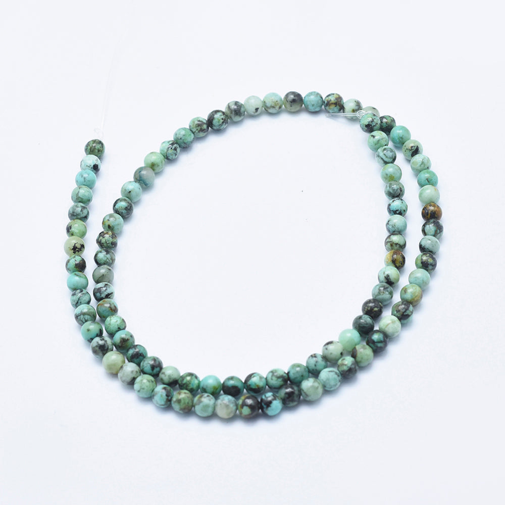 Natural African Turquoise (Jasper) Round Beads - 4mm