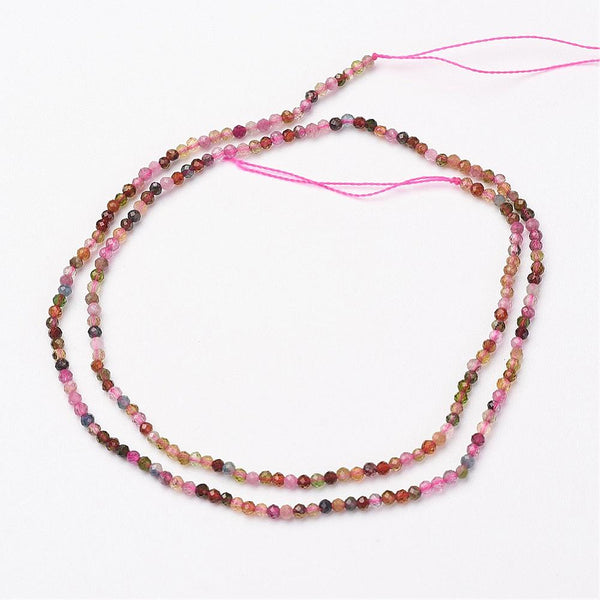 Tourmaline Semi-precious Faceted Round Beads - 3mm