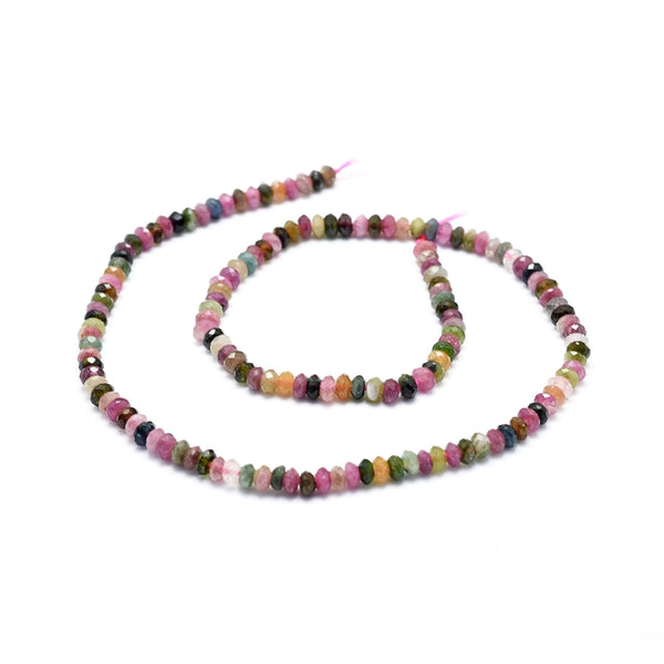 Natural Tourmaline Faceted Rondelle Beads (40cm Strand)
