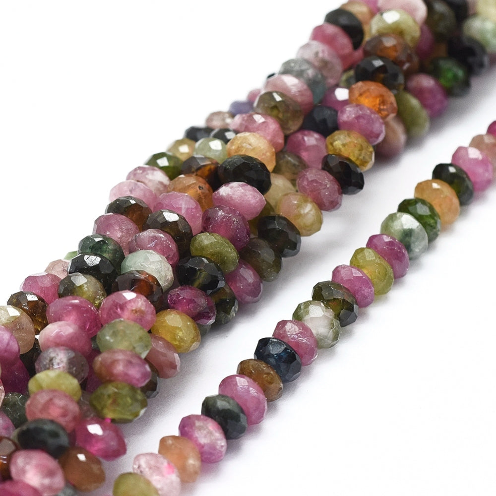 Natural Tourmaline Faceted Rondelle Beads (40cm Strand)