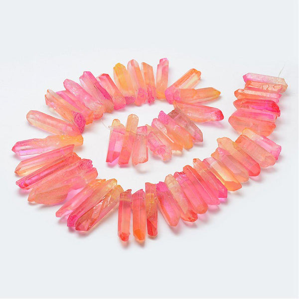 Quartz Crystal Dyed Orange/Red Faceted Nugget Beads