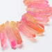 Quartz Crystal Dyed Green/Pink Faceted Nugget Beads