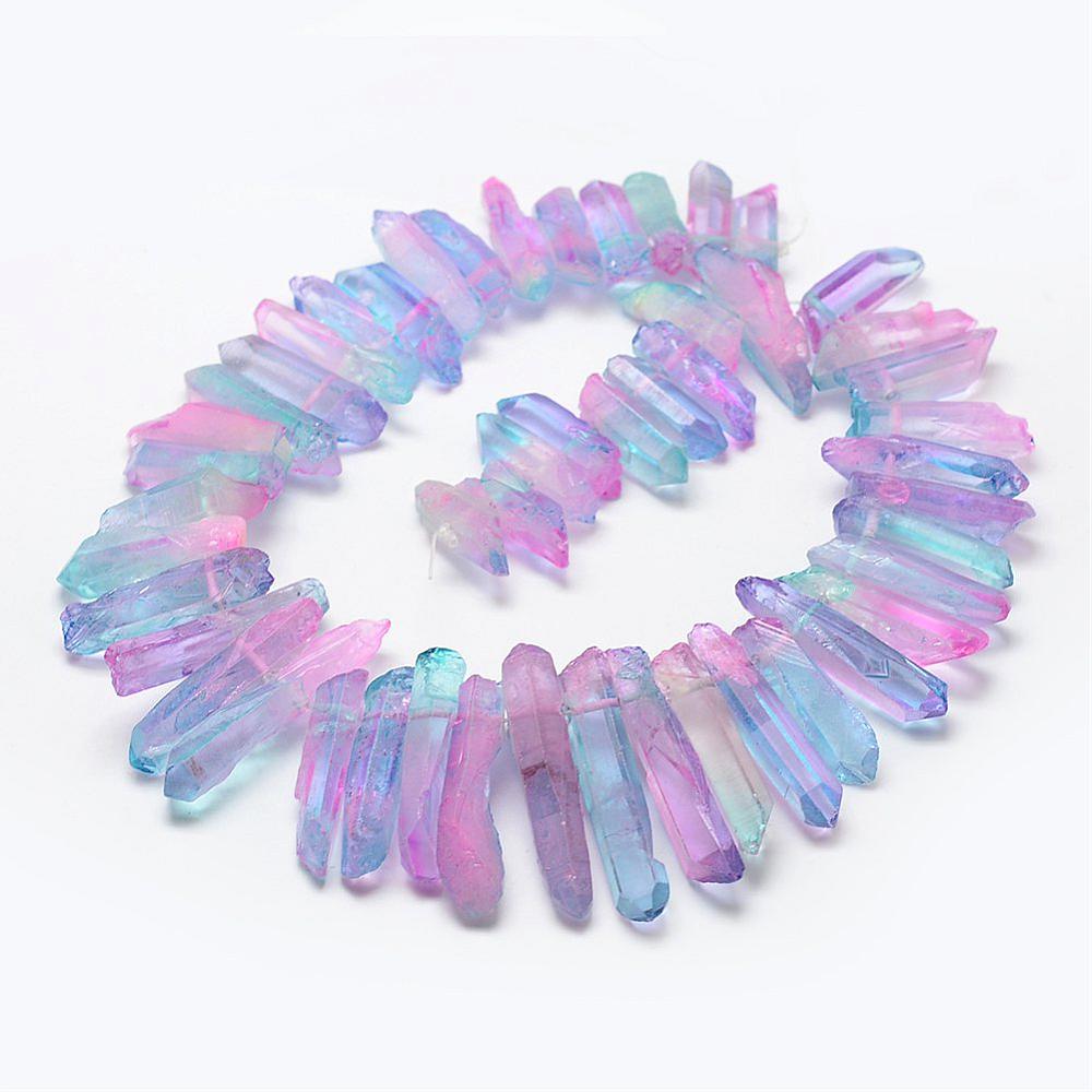 Quartz Crystal Dyed Violet Faceted Nugget Beads