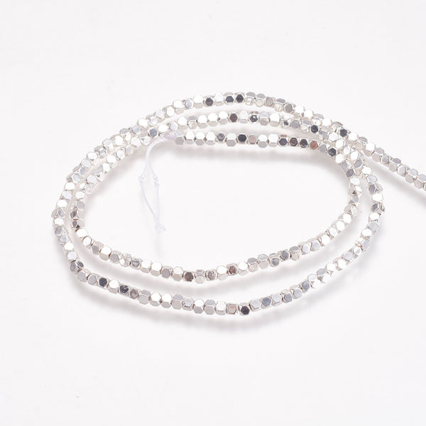 Silver Hematite Square Faceted Beads - 2mm
