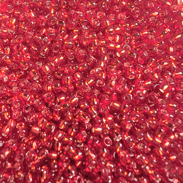 Silver-Lined Ruby Seed Beads – SIZE 15/0 10g