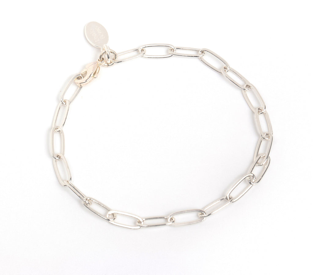 Paperclip Chain Bracelet, Fine, Silver Plated