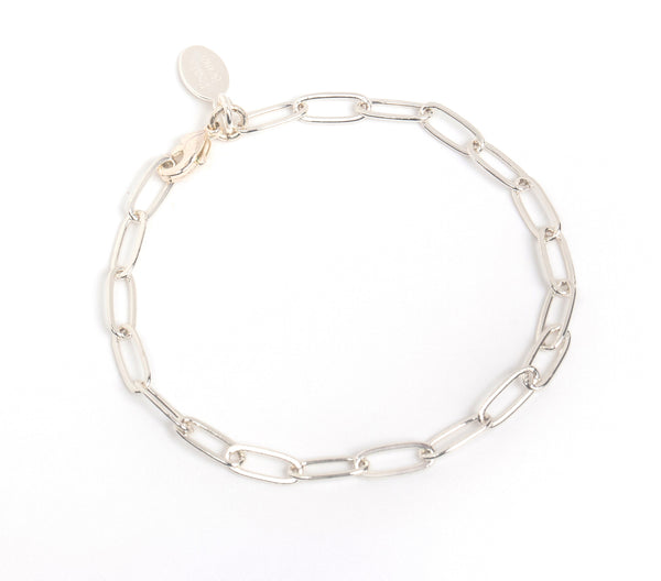 Paperclip Chain Bracelet, Fine, Silver Plated