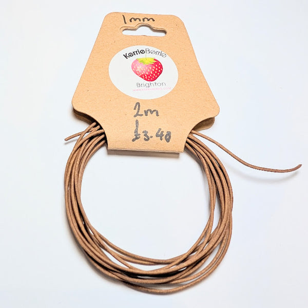 Tan Brown Leather Cord - 1mm