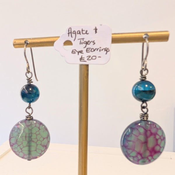 Agate & Tiger Eye Earrings