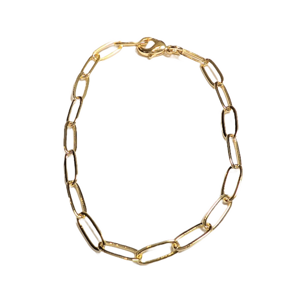 Paperclip Chain Bracelet, Medium, Gold Plated