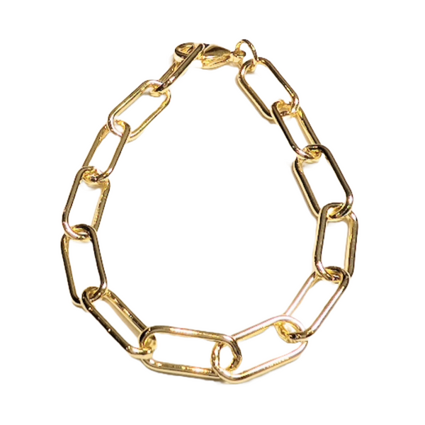 Paperclip Chain Bracelet, Chunky, Gold Plated