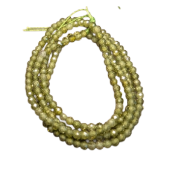 Olive Green Cubic Zirconia Faceted Beads - 2mm