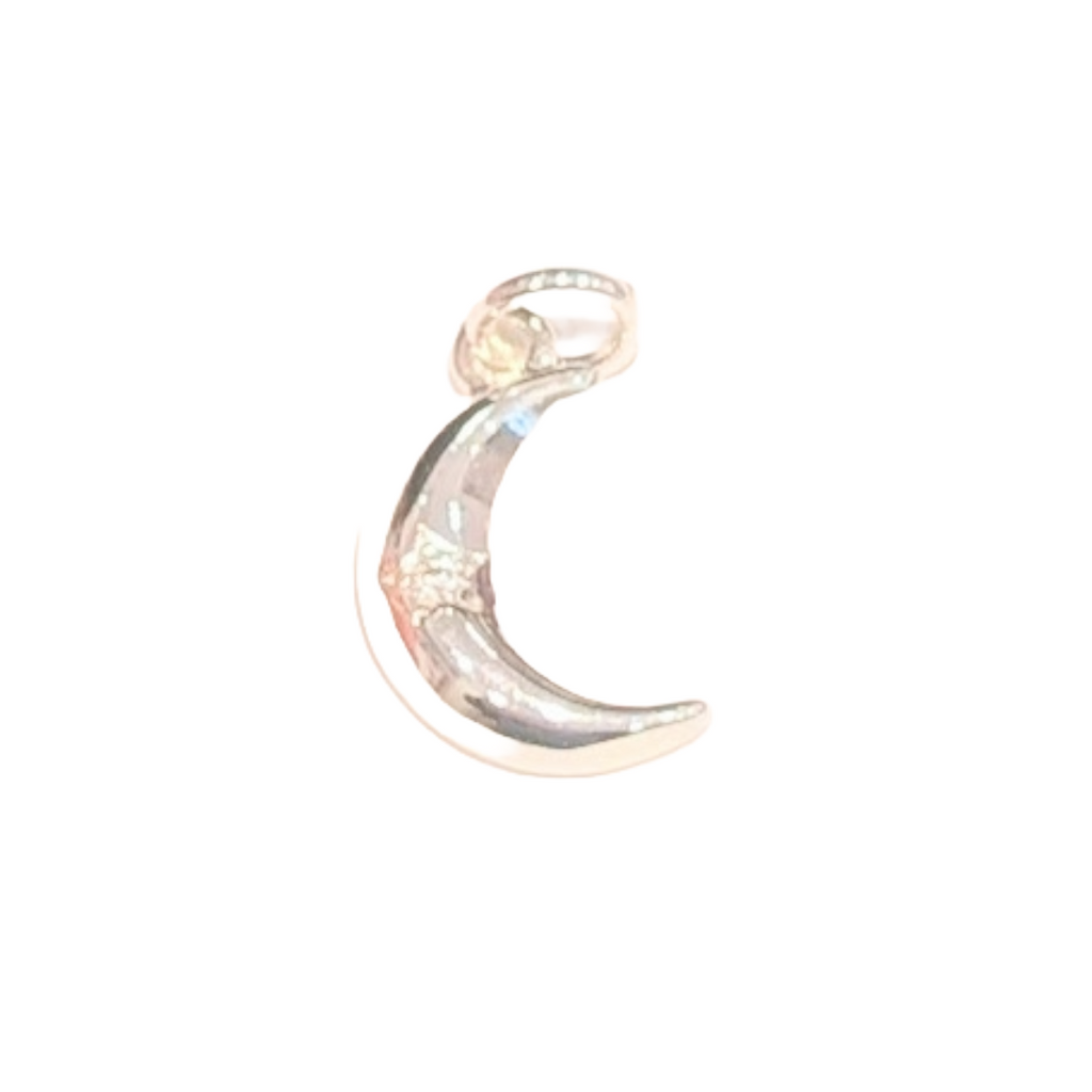 Silver Moon Charm with diamante