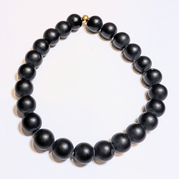 Black Matte Agate Elasticated Bracelet 8mm