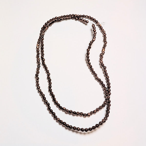 Brown Hematite Faceted Round Beads - 2mm