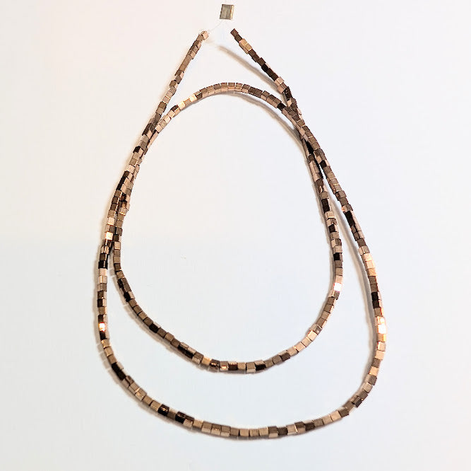 Copper Cube Hematite Beads – 2mm