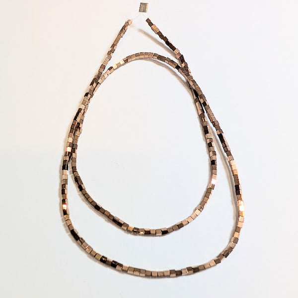Copper Cube Hematite Beads – 2mm