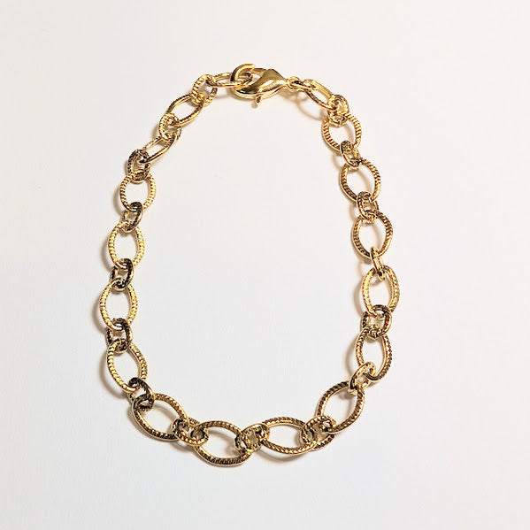 Decorative Oval Link Chain Bracelet, Gold Plated