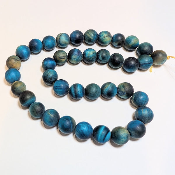 Dyed Tigers Eye - 10mm - Matte Blue