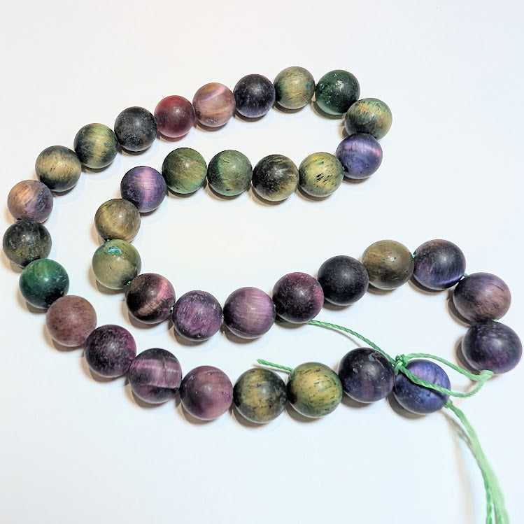Dyed Tigers Eye - 10mm - Matte Purple/Pink/Green/Golden