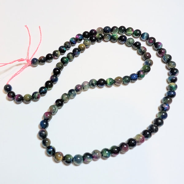 Dyed Tigers Eye - 4mm - Blue/Green/Purple