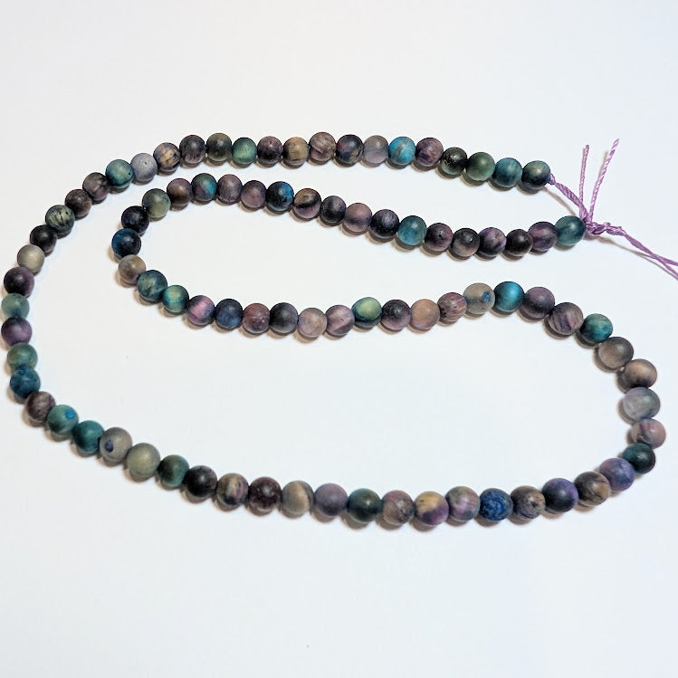 Dyed Tigers Eye - 4mm - Matte Blue/Purple/Green