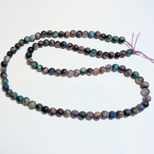 Dyed Tigers Eye - 4mm - Matte Blue/Purple/Green