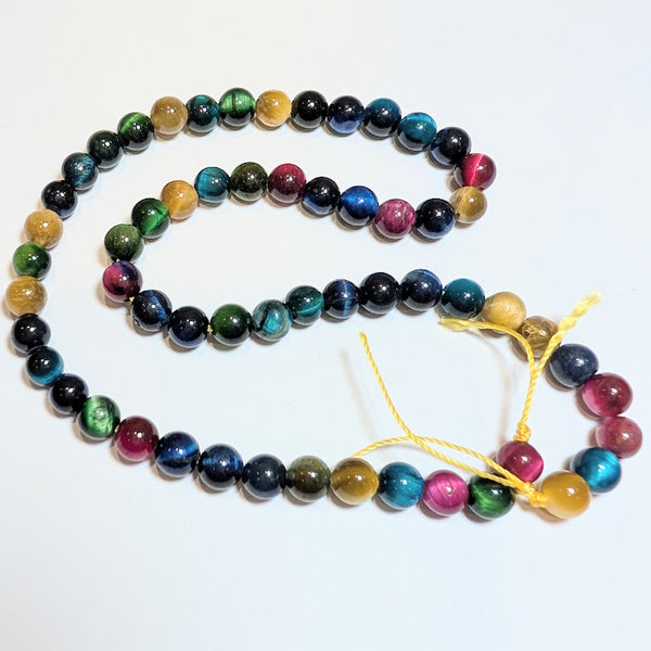 Dyed Tigers Eye - 6mm - Pink/Green/Blue/Golden