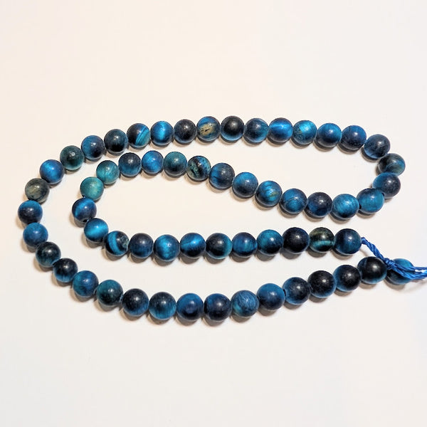 Dyed Tigers Eye - 6mm - Blue Matte