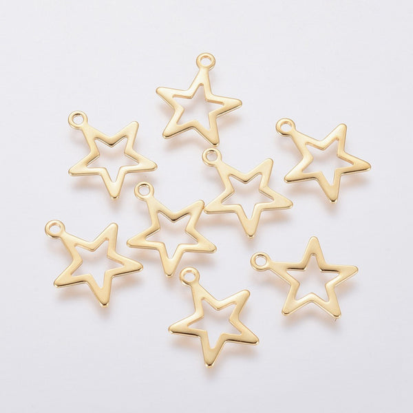 Open Gold Star Charm