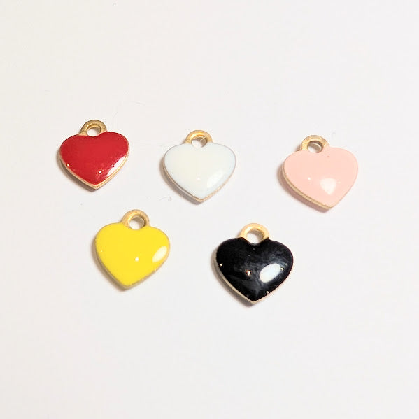 Enamel Heart Charm Gold