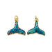 18K Gold Plated Brass Enamel Teal Fishtail Charm