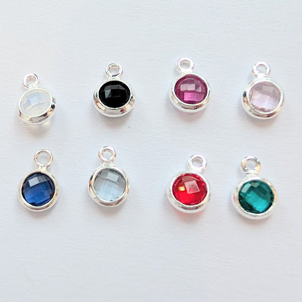 Glass Circle Charms - Silver