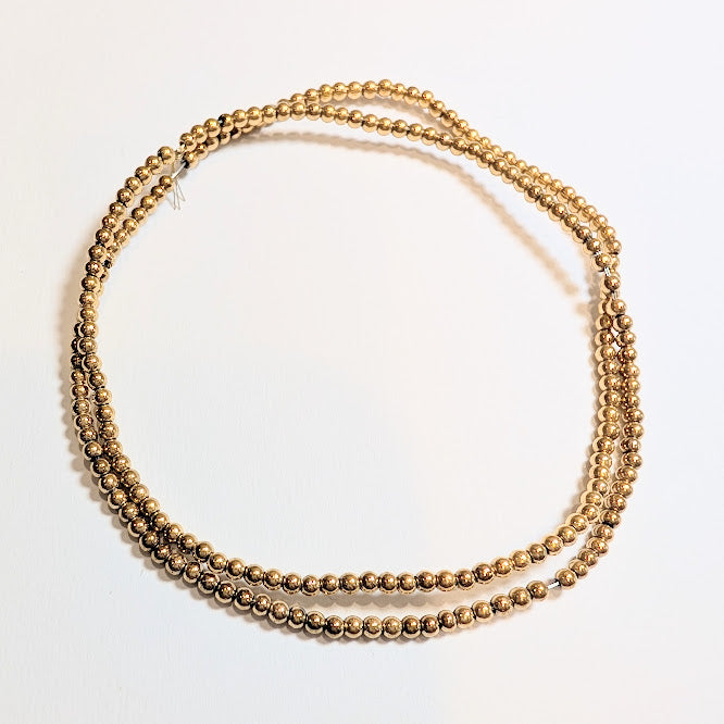 Gold Round Hematite Beads - 2mm