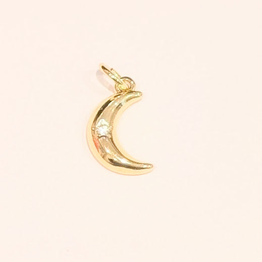Gold Moon Charm with diamante