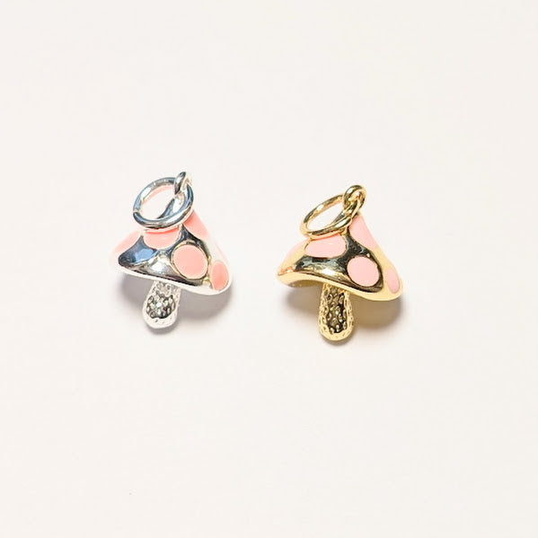Silver & Gold Enamel Mushroom Charm