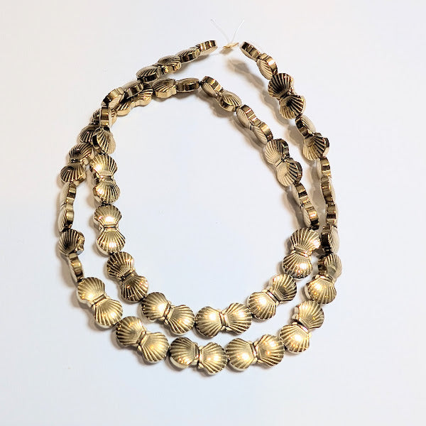 Gold Scallop Shell Hematite Beads