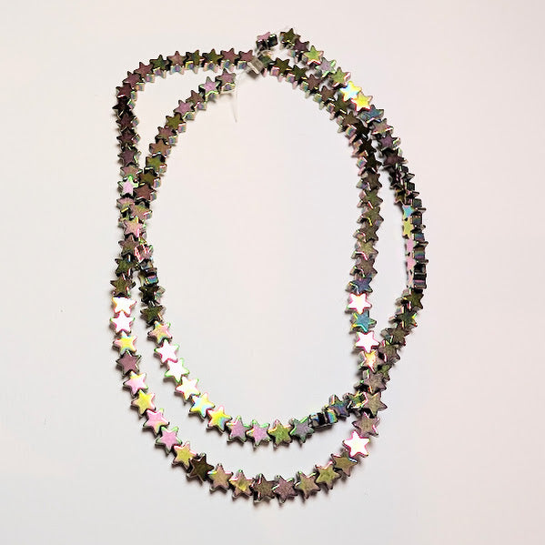 Pink/Green Star Hematite Beads – 4.5mm