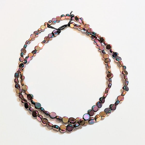 Rainbow Disc Hematite Beads