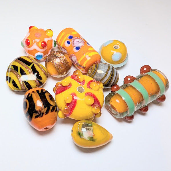 Indian Glass Bead Mix - Orange