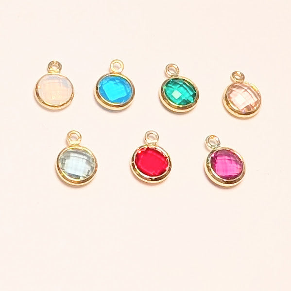 Glass Circle Charms - Gold - Large
