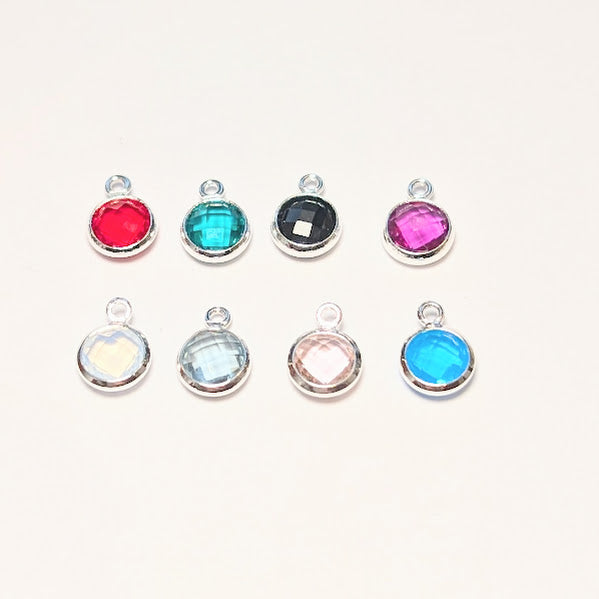 Glass Circle Charms - Silver - Large