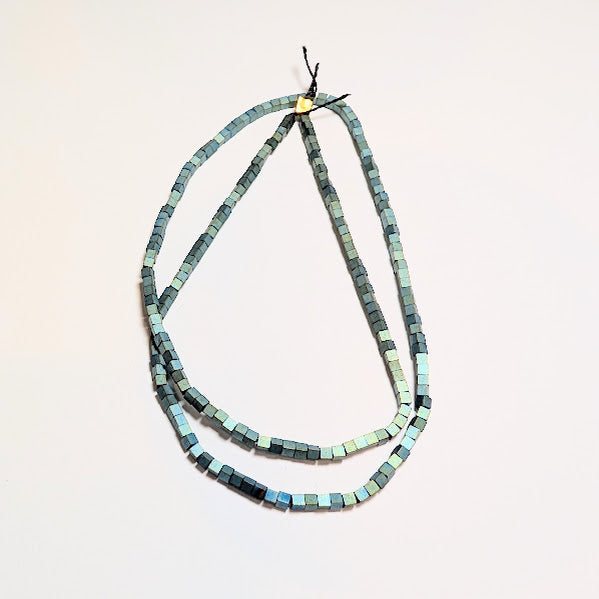 Matte Green Cube Hematite Beads – 2mm