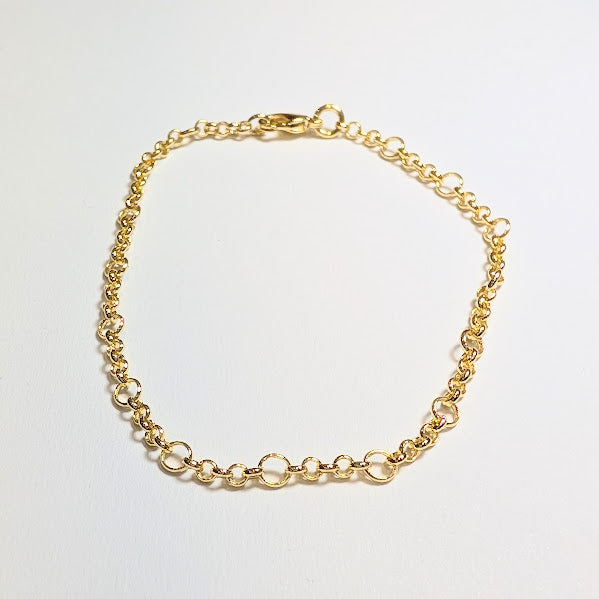 Delicate Mixed Round Link Chain Bracelet, Gold Plated