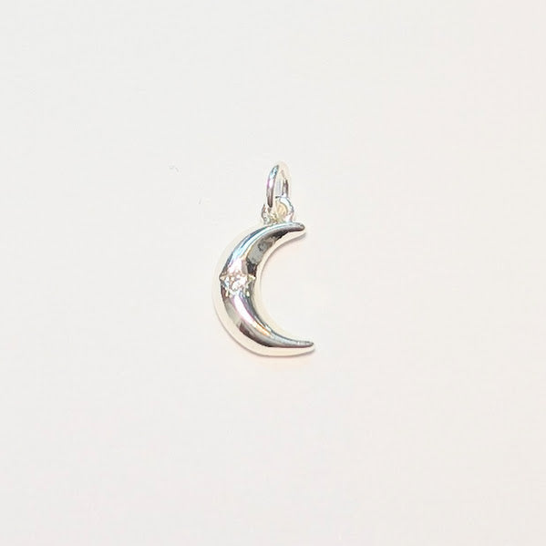 Silver Moon Charm with diamante