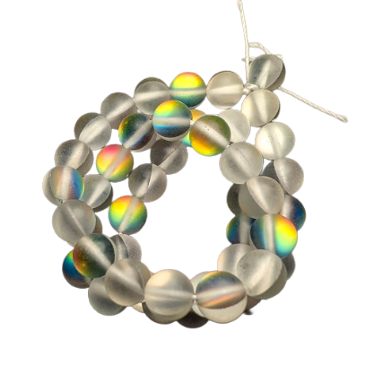 Rainbow & Silver Glass 'Glow' Beads – 8mm