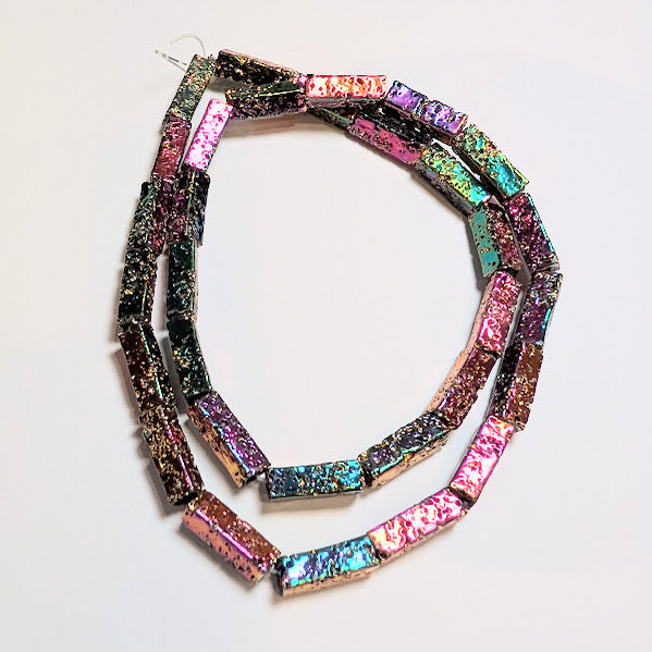 Rainbow Rectangle Tube Hematite Beads