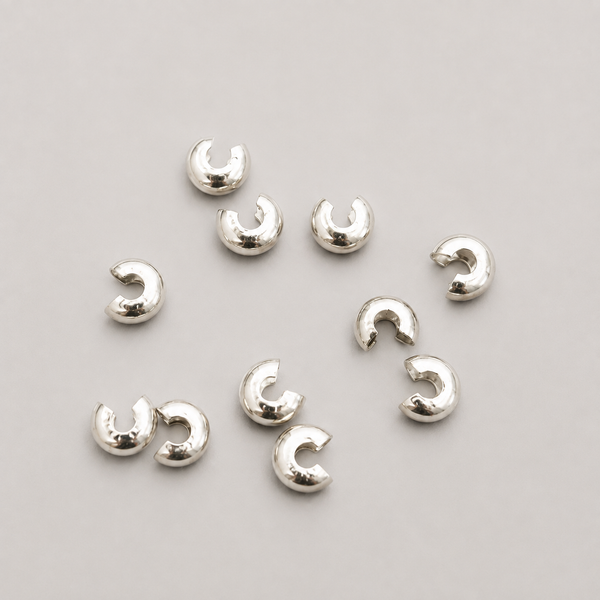 5mm Silver Plated Crimp Covers (10pcs)