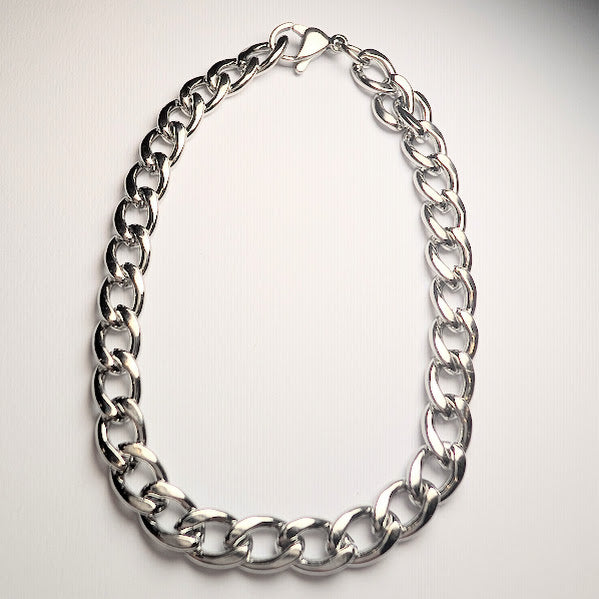 Flat Oval Link Chain Bracelet, Silver Plated