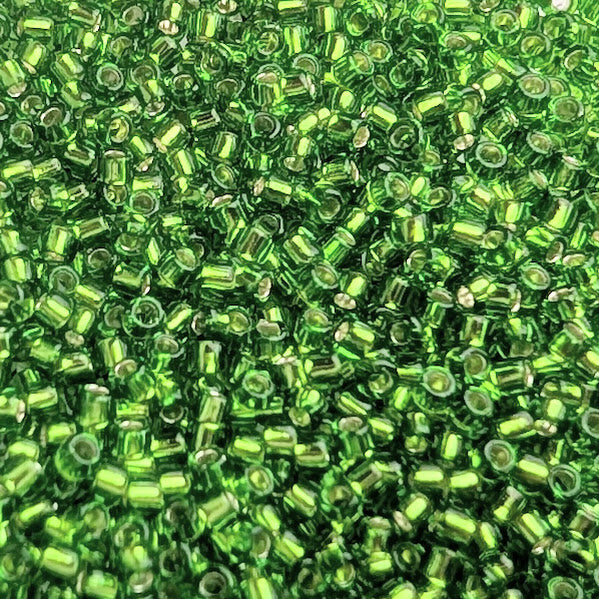 Silver Lined Peridot Seed Beads – SIZE 15 / 0 10g